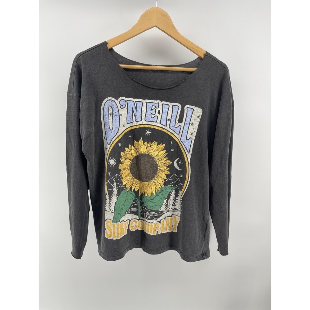 O'Neill Y2K Graphic Long Sleeve T-Shirt XS Gray Sunflower Surf Tee